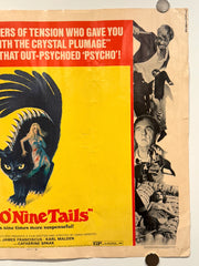 1971 Cat O'Nine Tails Original 1/2 Half Sheet Movie Poster 22x28 James Franciscu - TvMovieCards.com