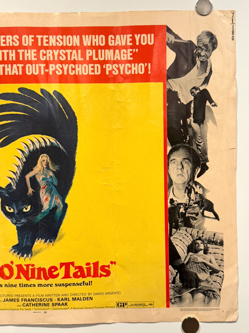 1971 Cat O'Nine Tails Original 1/2 Half Sheet Movie Poster 22x28 James Franciscu - TvMovieCards.com