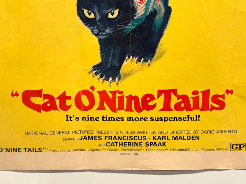 1971 Cat O'Nine Tails Original 1/2 Half Sheet Movie Poster 22x28 James Franciscu - TvMovieCards.com