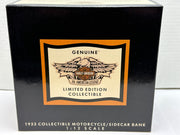 Harley Davidson 1933 Black Motorcycle Sidecar Coin Bank 1/12 Diecast 99198-94V   - TvMovieCards.com
