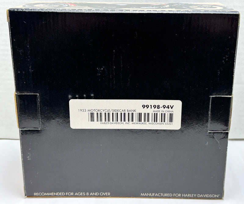 Harley Davidson 1933 Black Motorcycle Sidecar Coin Bank 1/12 Diecast 99198-94V   - TvMovieCards.com