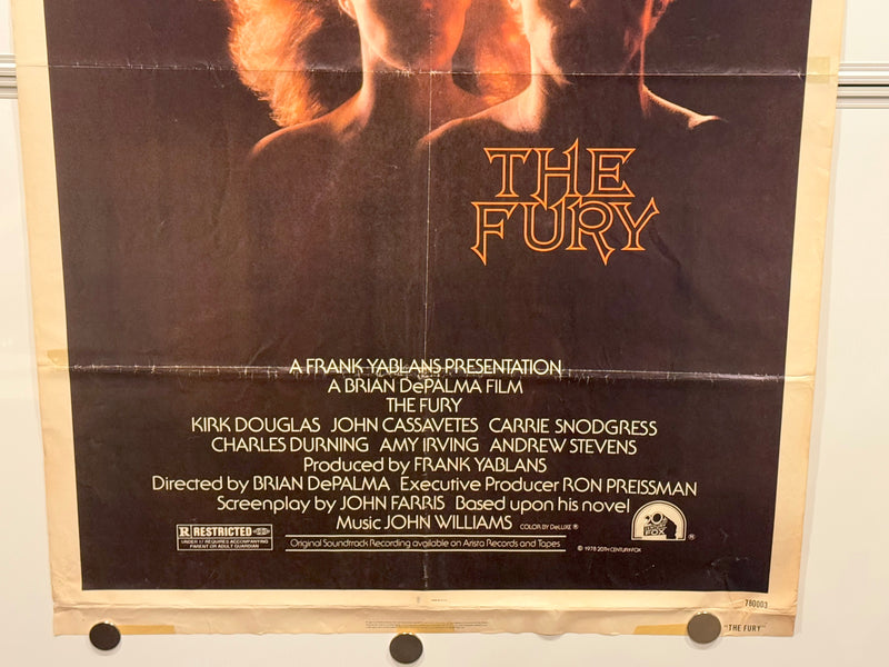 1978 The Fury Original 1SH Movie Poster 27x41 Kirk Douglas John Cassavetes Carri - TvMovieCards.com