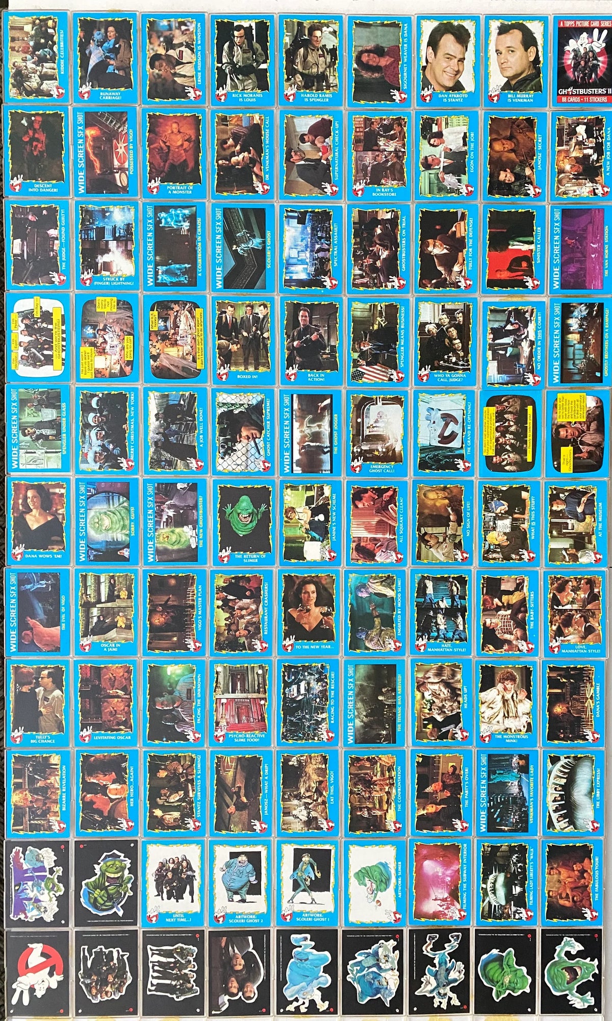 1989 Ghostbusters II Movie Base Trading Card Set 88 + 11 Sticker