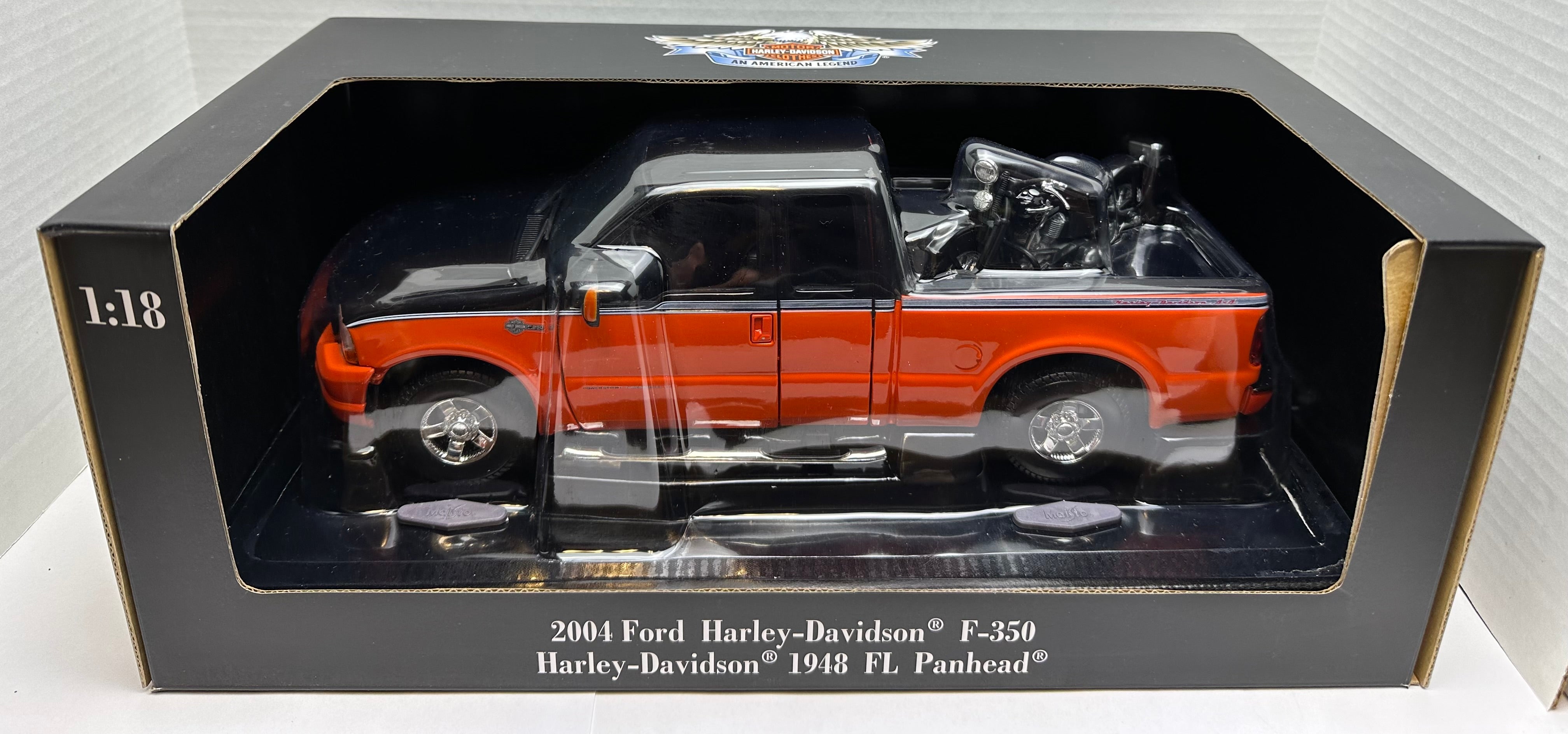 ミニカー Maisto 2004 Ford F-350 Harley-Davidson 2004 Harley Davidson Diecast Ford F350 with 1948 FL Panhead 1/18