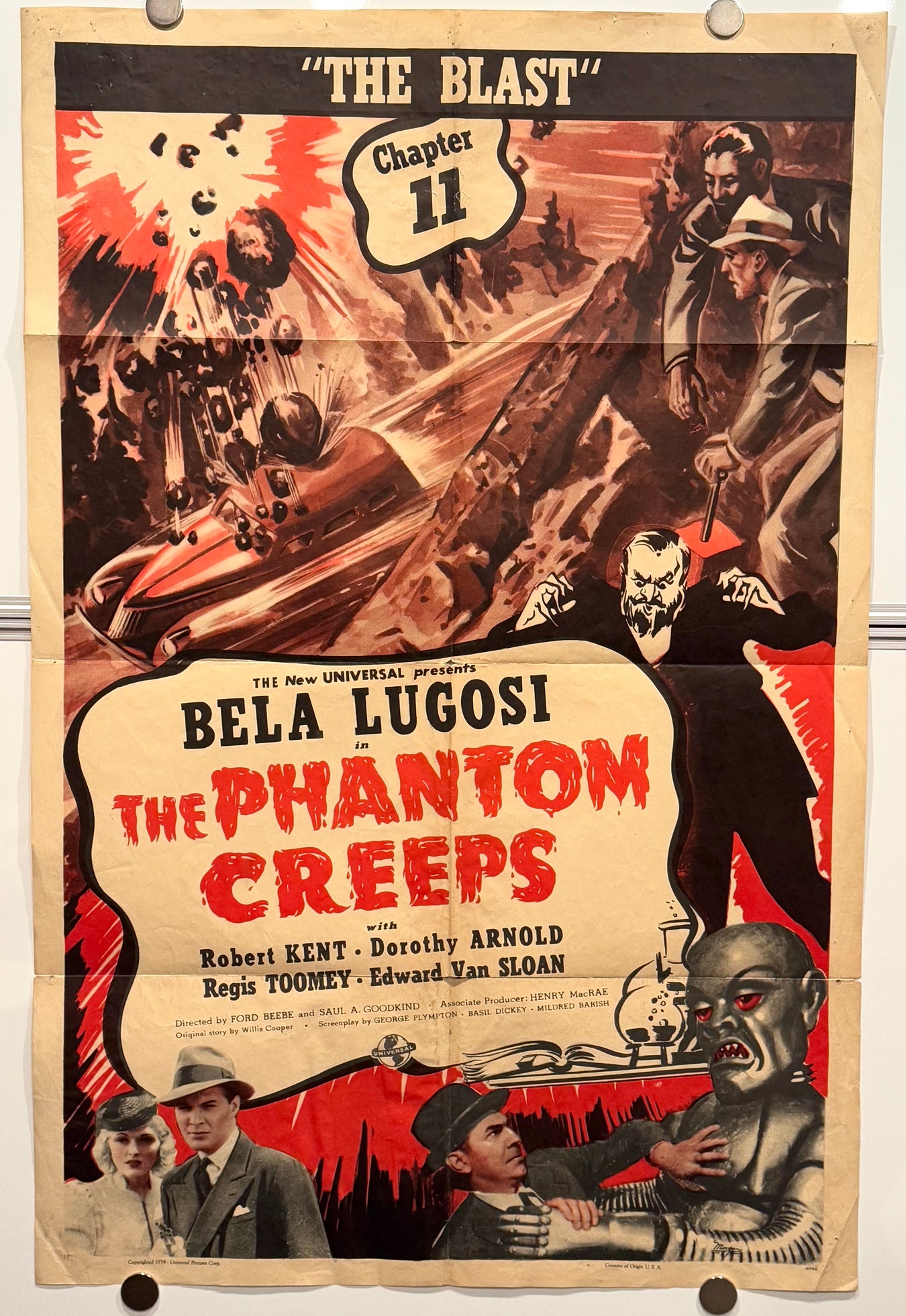 1939 The Phantom Creeps Chapter 11 Serial 1SH Movie Poster 27 x 41 Bela Lugosi - TvMovieCards.com