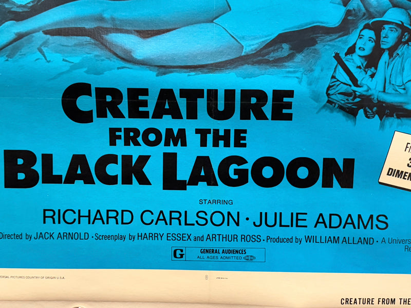 1972 Creature from the Black Lagoon 3-D 1SH Linen Backed Movie Poster 27x41 Rich - TvMovieCards.com
