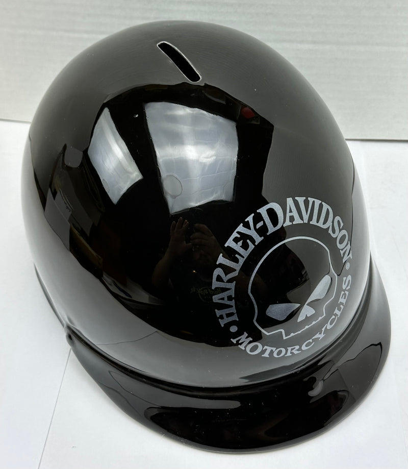 2002 Harley Davidson Piggy Bank Skull Helmet Black Silver Ceramic 97830-03V   - TvMovieCards.com