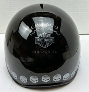 2002 Harley Davidson Piggy Bank Skull Helmet Black Silver Ceramic 97830-03V   - TvMovieCards.com