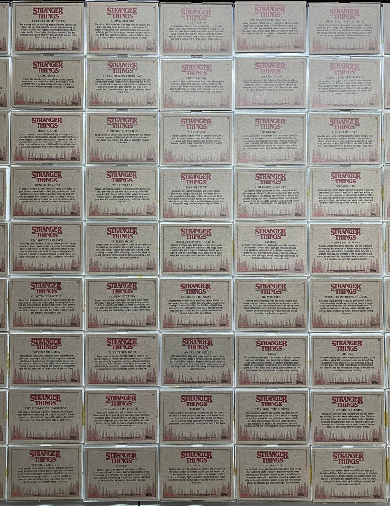 Stranger Things Season 1 One Base Trading Card Set of 100 Cards Topps 2018   - TvMovieCards.com