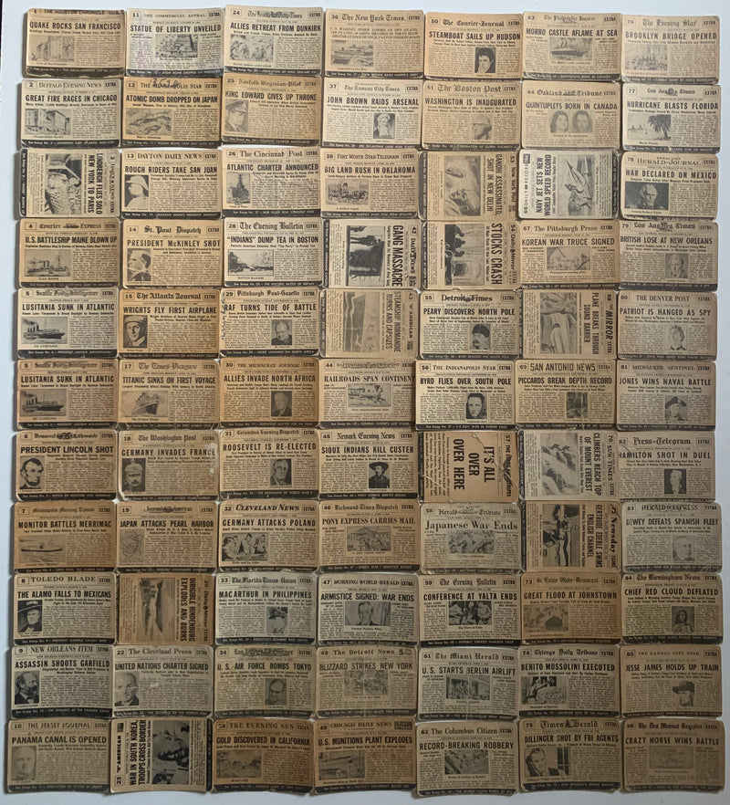 Scoop Newspaper Vintage Card Lot 134 Different Cards Headlines News History Topp - TvMovieCards.com