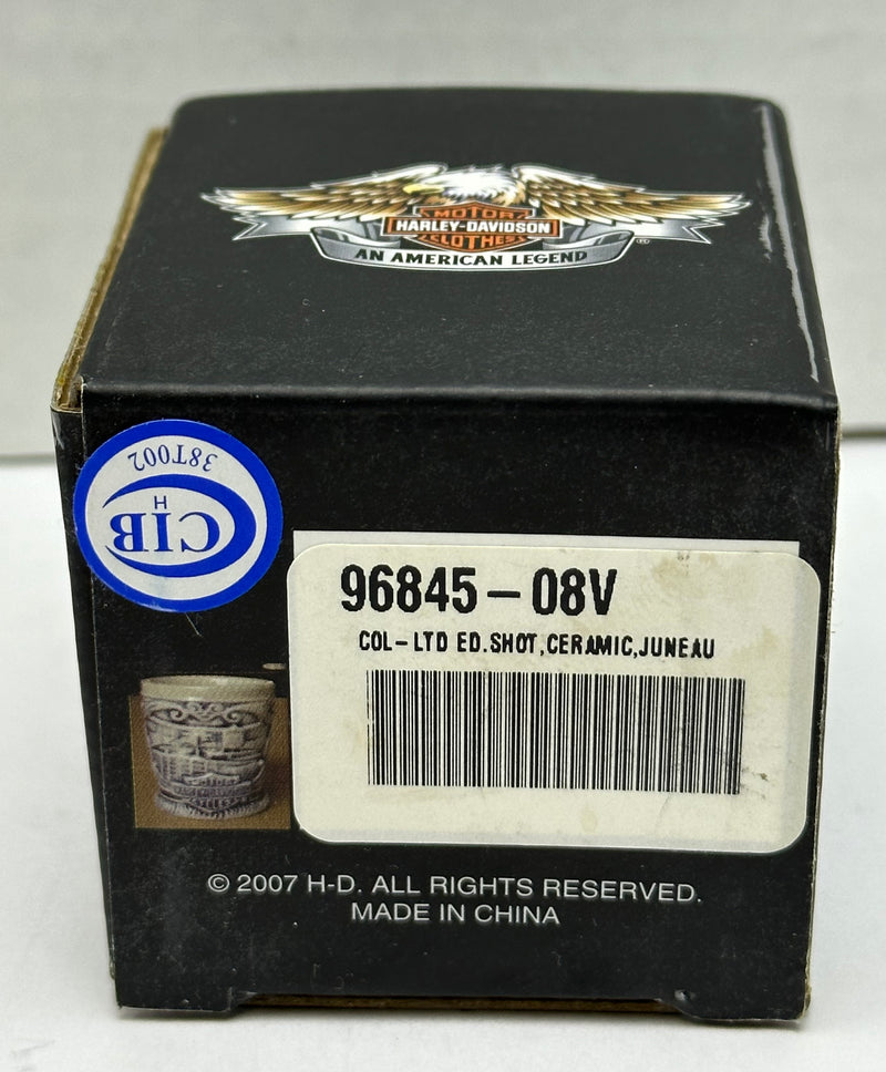 2007 Harley Davidson Ceramic Shot Glass Juneau Ave Factory HQ Limited Edition   - TvMovieCards.com