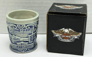 2007 Harley Davidson Ceramic Shot Glass Juneau Ave Factory HQ Limited Edition   - TvMovieCards.com