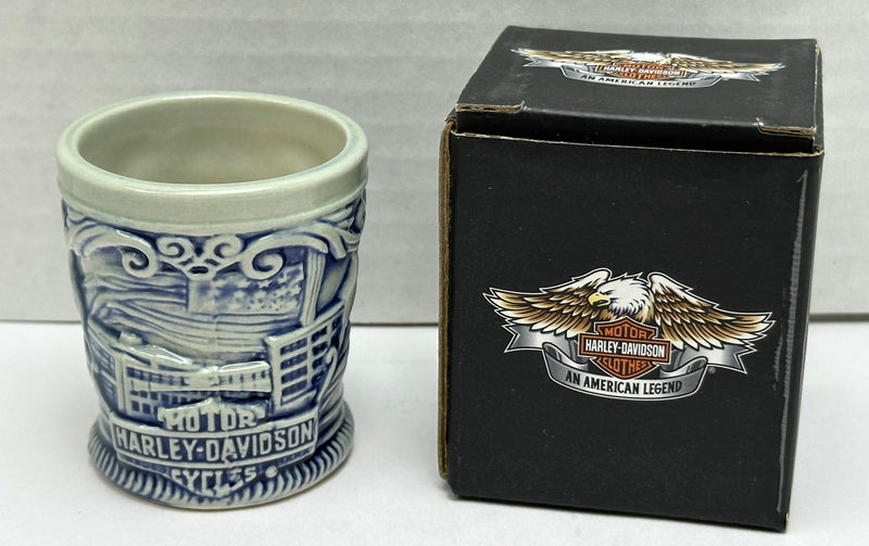 2007 Harley Davidson Ceramic Shot Glass Juneau Ave Factory HQ Limited Edition   - TvMovieCards.com
