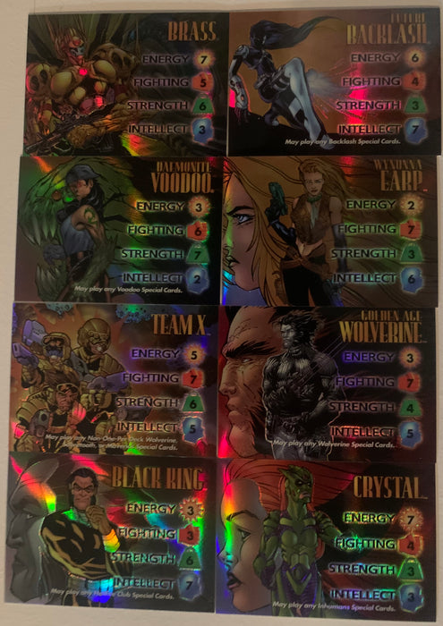 1997 Marvel vs. WildStorm Over Power Refractor Chase Card Set OP1 - OP8 Fleer/Skybox   - TvMovieCards.com