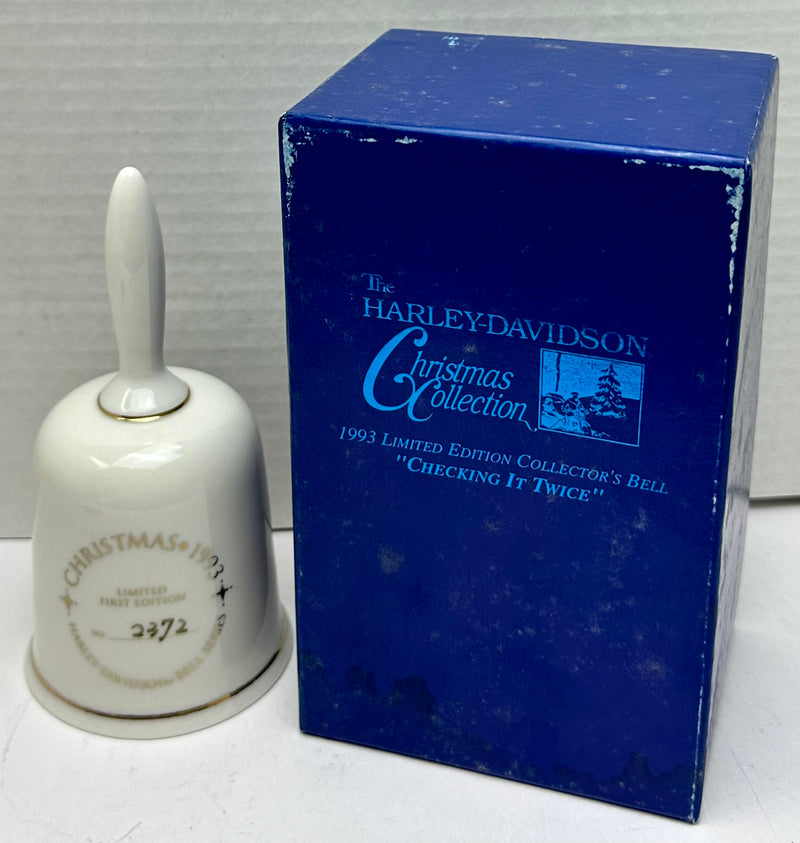 1993 Harley Davidson Christmas Holiday Bell "Checking It Twice" Original Box   - TvMovieCards.com