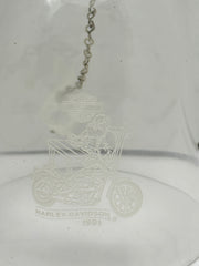 1991 Harley Davidson Etched Glass Christmas Holiday Bell Santa/Motorcycle   - TvMovieCards.com