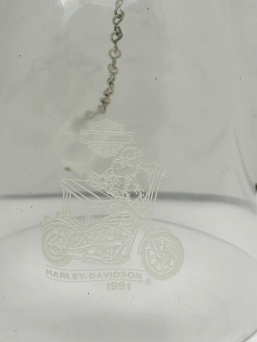 1991 Harley Davidson Etched Glass Christmas Holiday Bell Santa/Motorcycle   - TvMovieCards.com