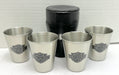 2002 Harley Davidson Bar & Shield Metal Stainless Shot Glass Set of 4 & Leather   - TvMovieCards.com