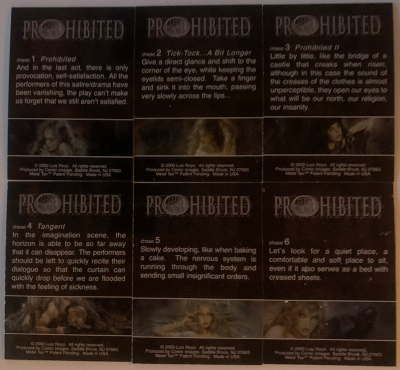 Luis Royo: Prohibited Metal Tex Chase Card set 6 Cards C1 - C6 Comic Images 2000 - TvMovieCards.com