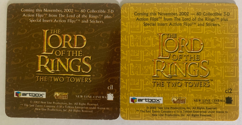 Lord of the Rings The Two Towers Action Flipz Box Chase Card Set 2 Cards Ci1 + C - TvMovieCards.com
