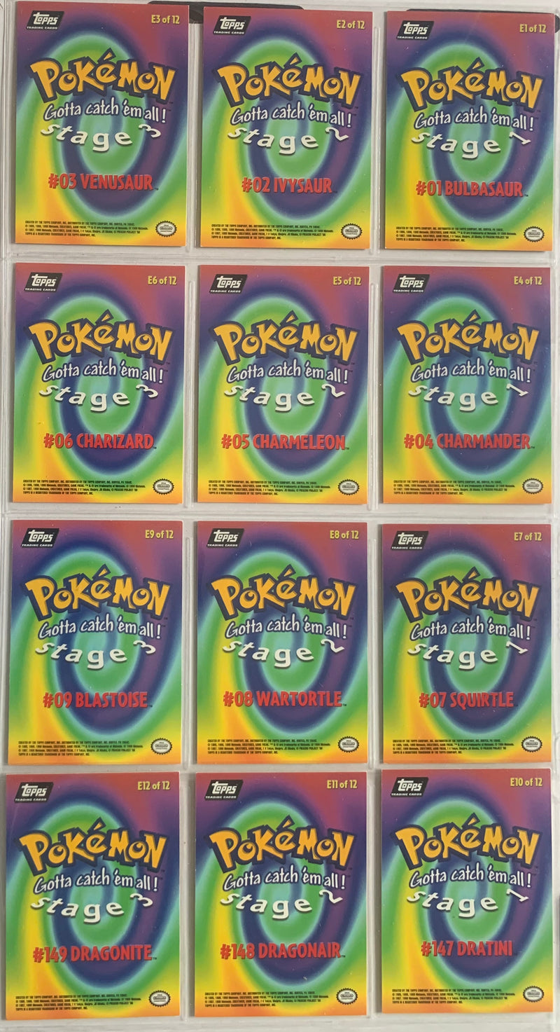 1999 Pokemon The 1st Movie Evolution Chase Card Set 12 Black Logo Cards E1-12 - TvMovieCards.com