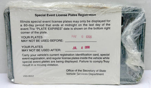 1998 Illinois Motorcycle Specialty License Plate National Law Enforcement   - TvMovieCards.com