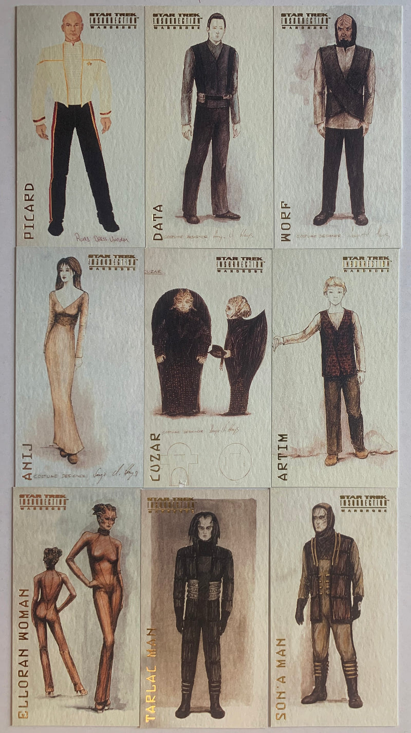 Star Trek Insurrection Wardrobe Chase Card Set W-1 - W-9 Skybox 1998 - TvMovieCards.com