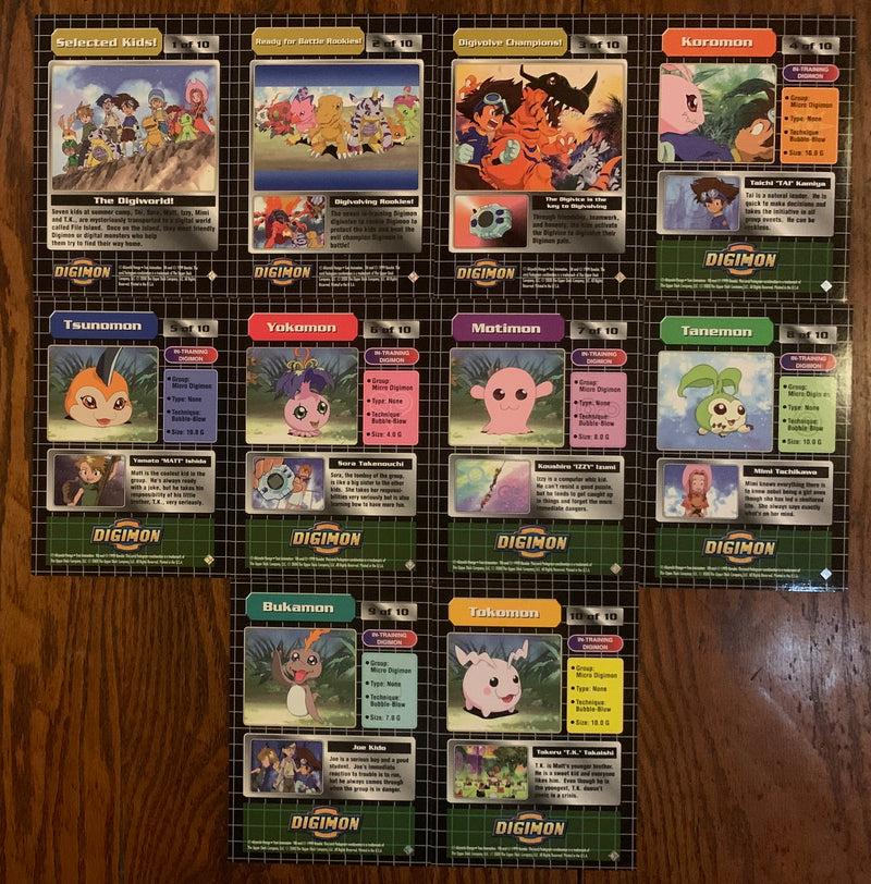 Digimon Animated Series 2 Jumbo oversized Chase Card Set 10 Cards 1-10 Upper Dec - TvMovieCards.com