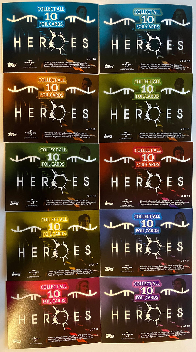 Heroes Volume 1 Character Foil Chase Card Set 10 Cards Topps 2008   - TvMovieCards.com