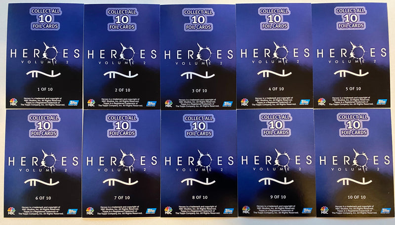 Heroes Volume 2 Character Foil Chase Card Set 10 Cards Topps 2008   - TvMovieCards.com