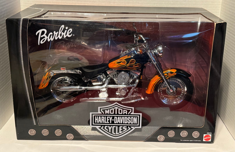 1999 Mattel Barbie #29207 & Harley Davidson Fat Boy Motorcycle Flames 29016 NIB - TvMovieCards.com