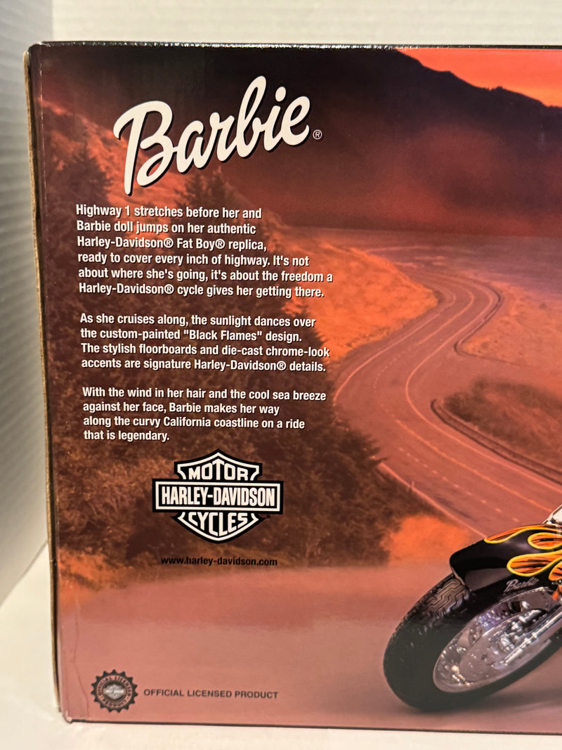 1999 Mattel Barbie #29207 & Harley Davidson Fat Boy Motorcycle Flames 29016 NIB - TvMovieCards.com