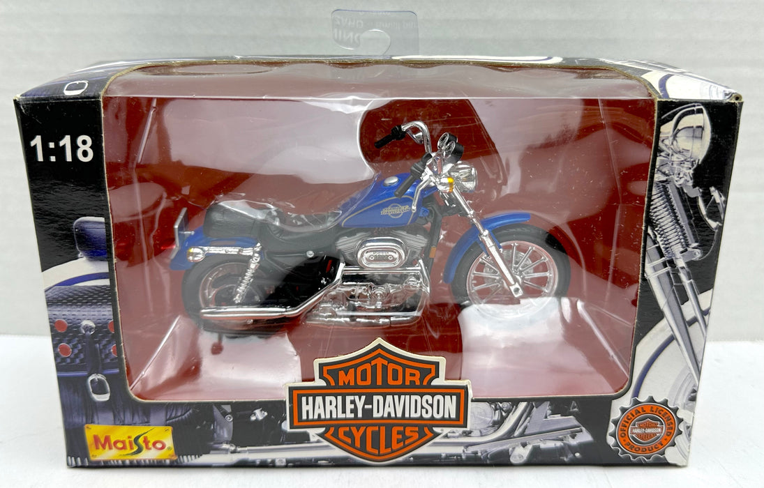 1998 Maisto Harley Davidson XLH Sportster 1200 Blue 1:18 Scale   - TvMovieCards.com