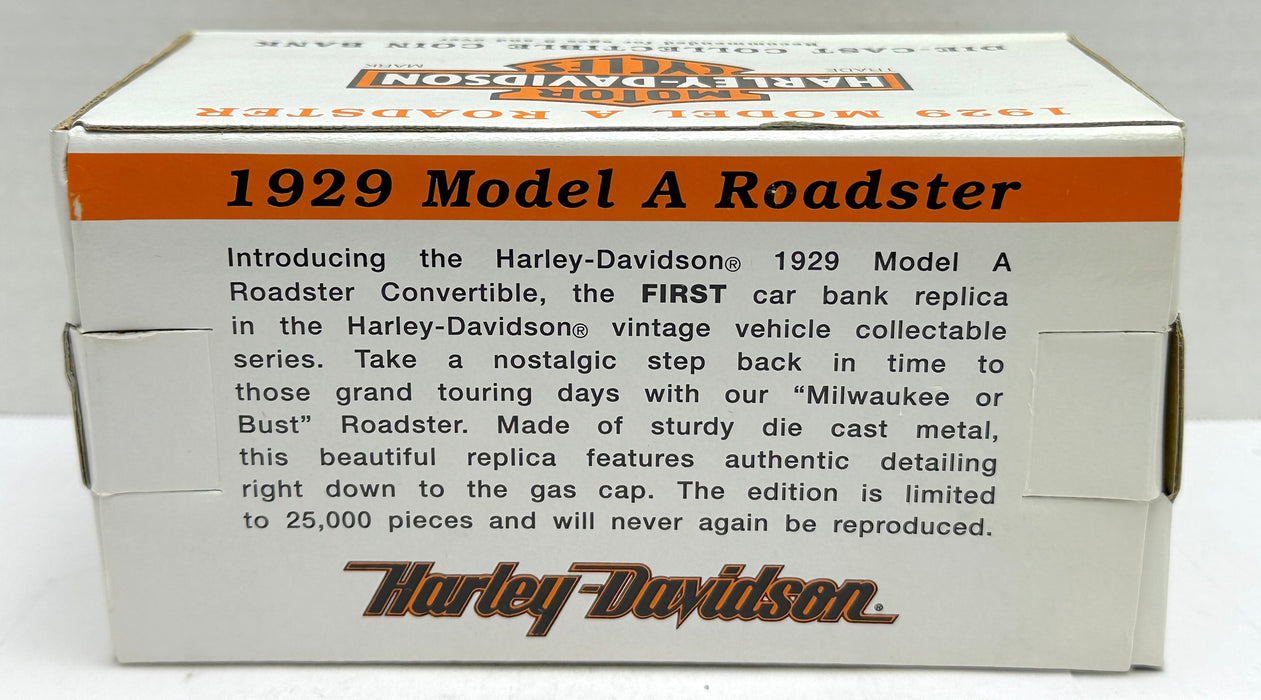 Harley Davidson 1929 Ford Model A Roadster Coin Bank 1:25 Scale Diecast   - TvMovieCards.com