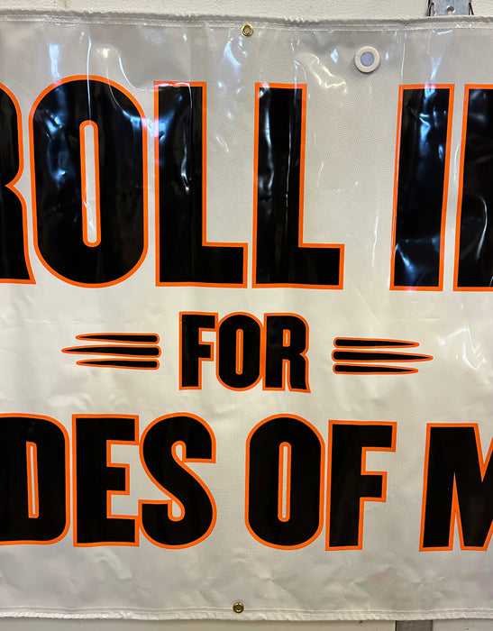 Harley Davidson Dealer Showroom Banner "Roll In for the Rides Of March" 36" x 94   - TvMovieCards.com