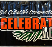 Harley Davidson Dealer Showroom Banner "Celebrate On All Cylinders" 35" x 91   - TvMovieCards.com