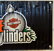 Harley Davidson Dealer Showroom Banner "Celebrate On All Cylinders" 35" x 91   - TvMovieCards.com