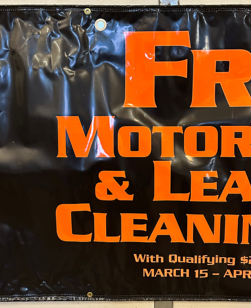 Harley Davidson Dealer Showroom Banner "Ride & Shine Free Cleaning Kit" 36" x 94   - TvMovieCards.com