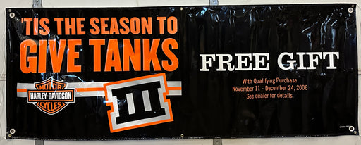 Harley Davidson Dealer Showroom Banner Tis the Season To Give Tanks III 36 x 94   - TvMovieCards.com