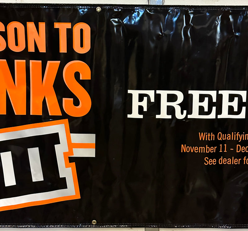 Harley Davidson Dealer Showroom Banner Tis the Season To Give Tanks III 36 x 94   - TvMovieCards.com
