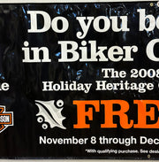 Harley Davidson Dealer Showroom Banner "Do You Believe in Biker Clause?" 36"x 94   - TvMovieCards.com