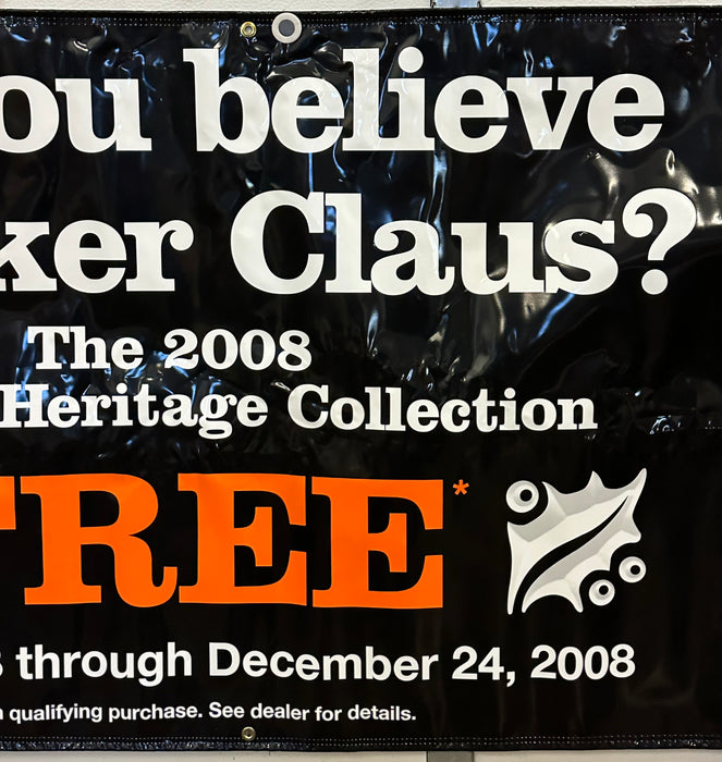 Harley Davidson Dealer Showroom Banner "Do You Believe in Biker Clause?" 36"x 94   - TvMovieCards.com