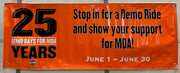 Harley Davidson Dealer Showroom Banner "Demo Days for MDA - 25 Years" 36" x 94   - TvMovieCards.com