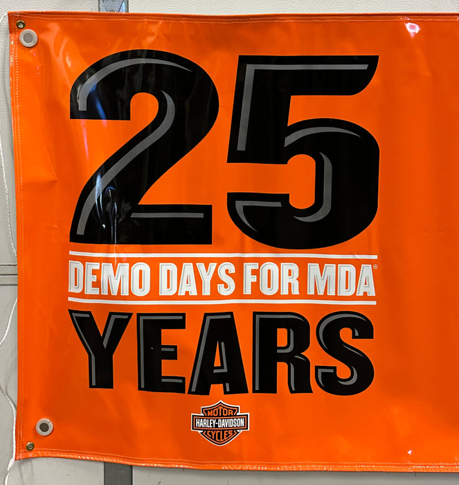 Harley Davidson Dealer Showroom Banner "Demo Days for MDA - 25 Years" 36" x 94   - TvMovieCards.com