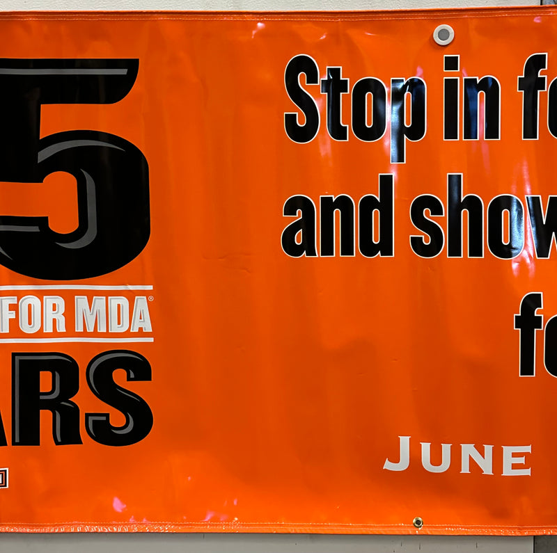 Harley Davidson Dealer Showroom Banner "Demo Days for MDA - 25 Years" 36" x 94   - TvMovieCards.com