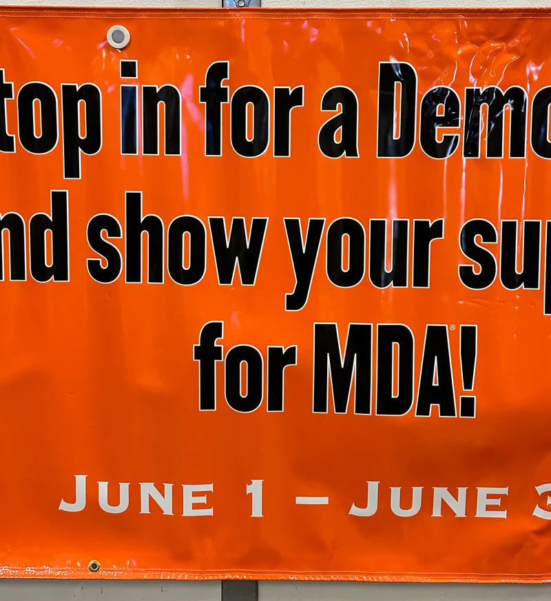 Harley Davidson Dealer Showroom Banner "Demo Days for MDA - 25 Years" 36" x 94   - TvMovieCards.com