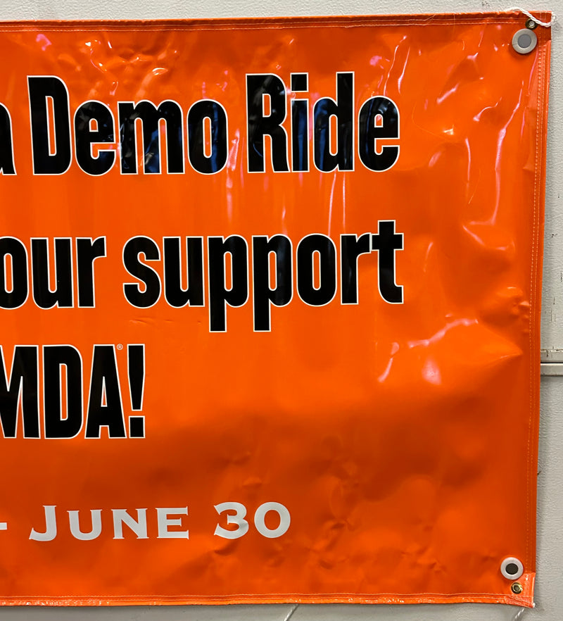Harley Davidson Dealer Showroom Banner "Demo Days for MDA - 25 Years" 36" x 94   - TvMovieCards.com