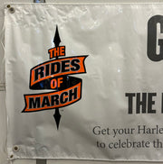 Harley Davidson Dealer Showroom Banner "Gear Up for the Rides Of March" 36" x 94   - TvMovieCards.com