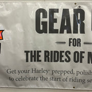 Harley Davidson Dealer Showroom Banner "Gear Up for the Rides Of March" 36" x 94   - TvMovieCards.com