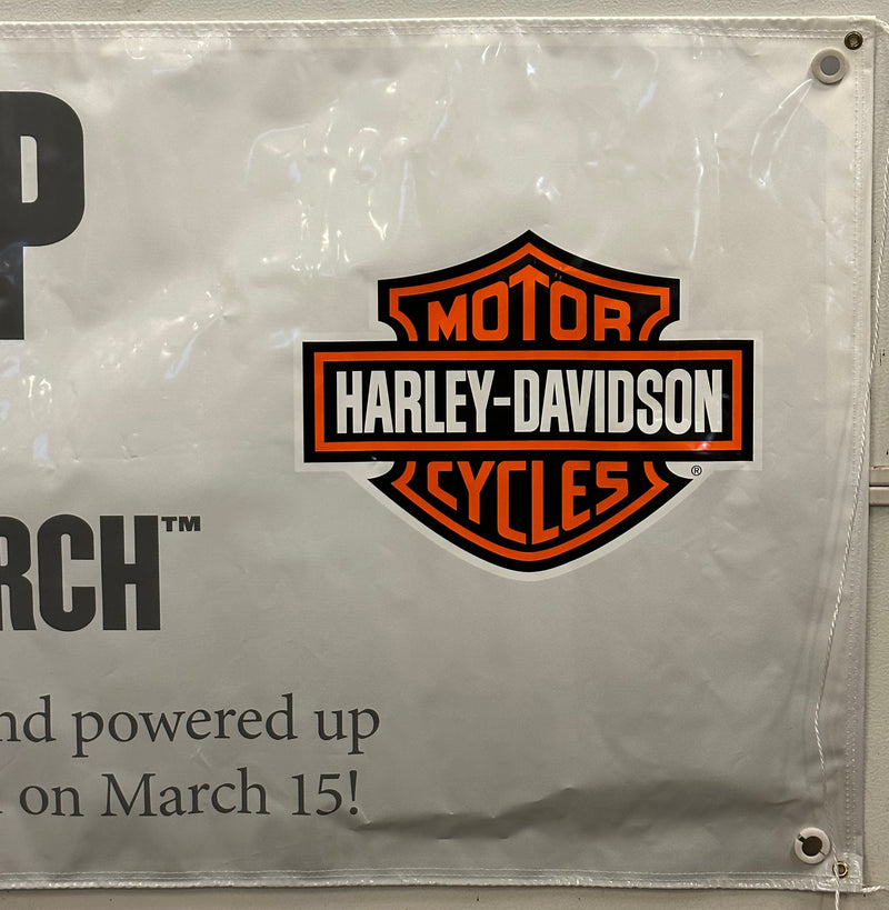Harley Davidson Dealer Showroom Banner "Gear Up for the Rides Of March" 36" x 94   - TvMovieCards.com